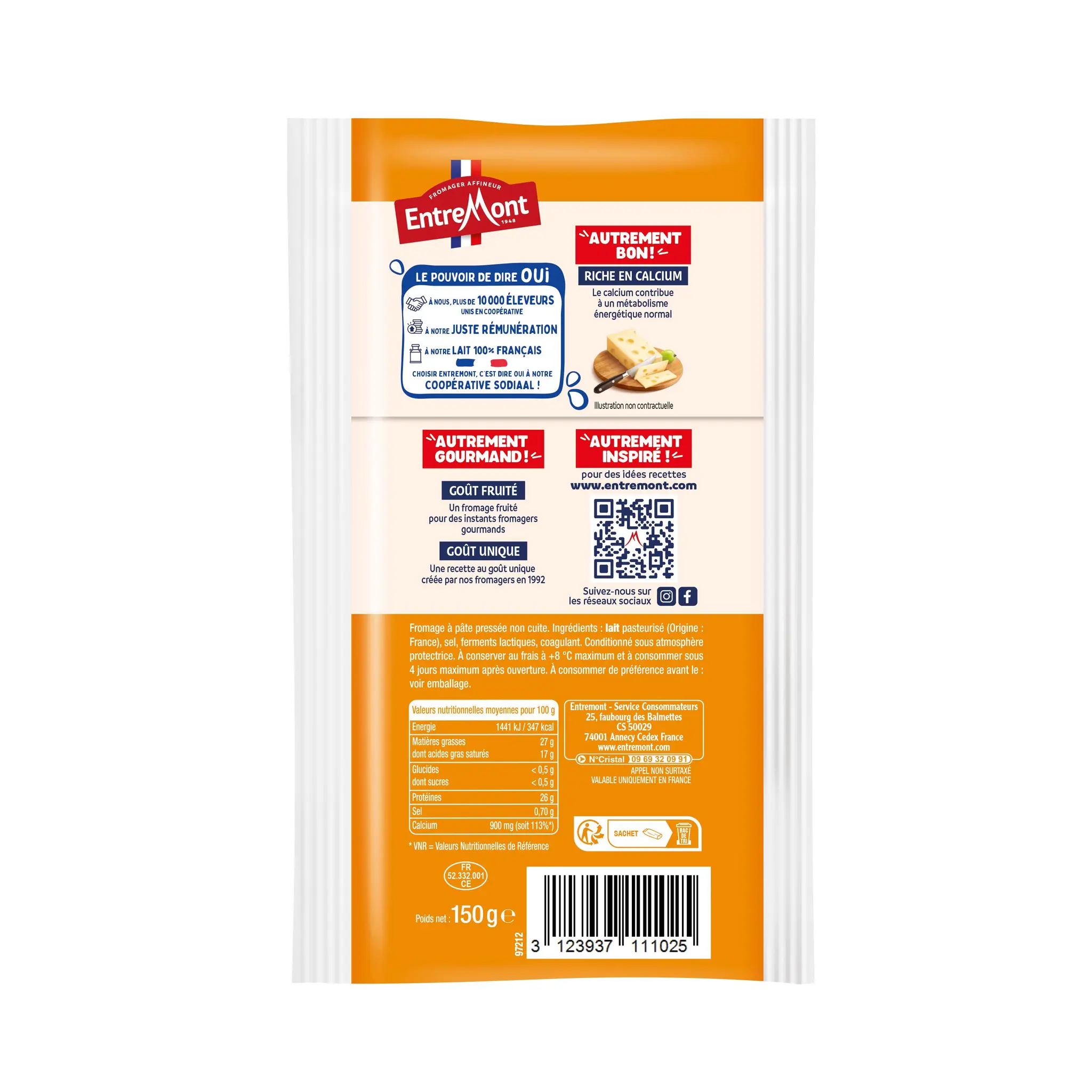 ENTREMONT Fromage à pâte pressée non cuite