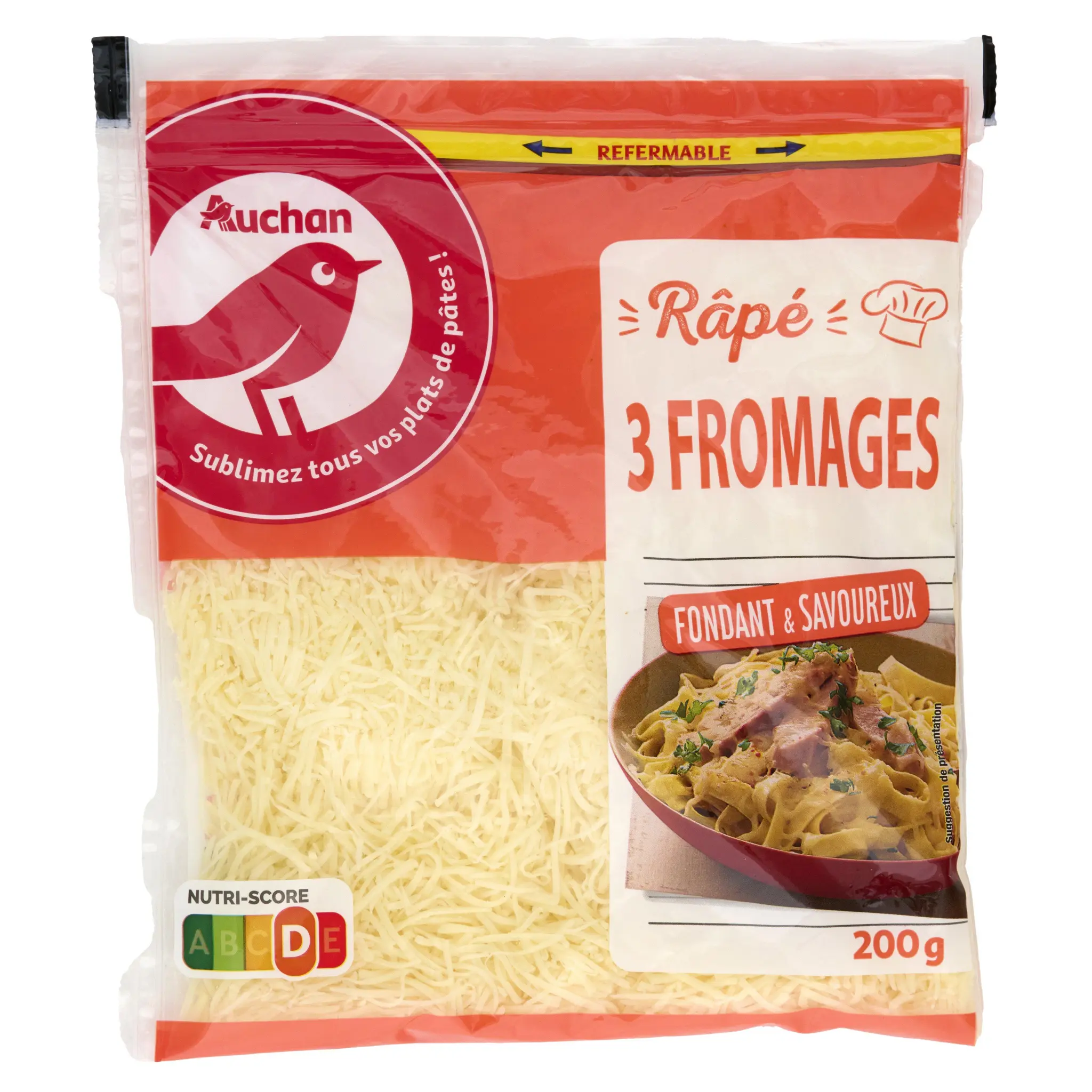 AUCHAN Râpé 3 fromages pour pâtes