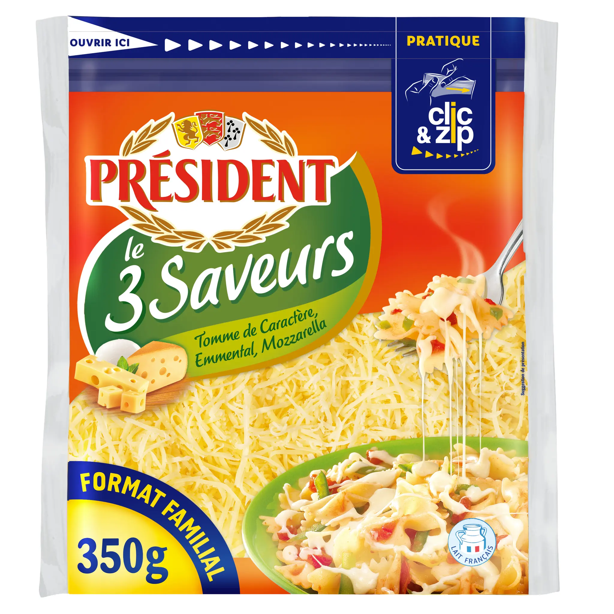 PRESIDENT Fromages râpés 3 saveurs