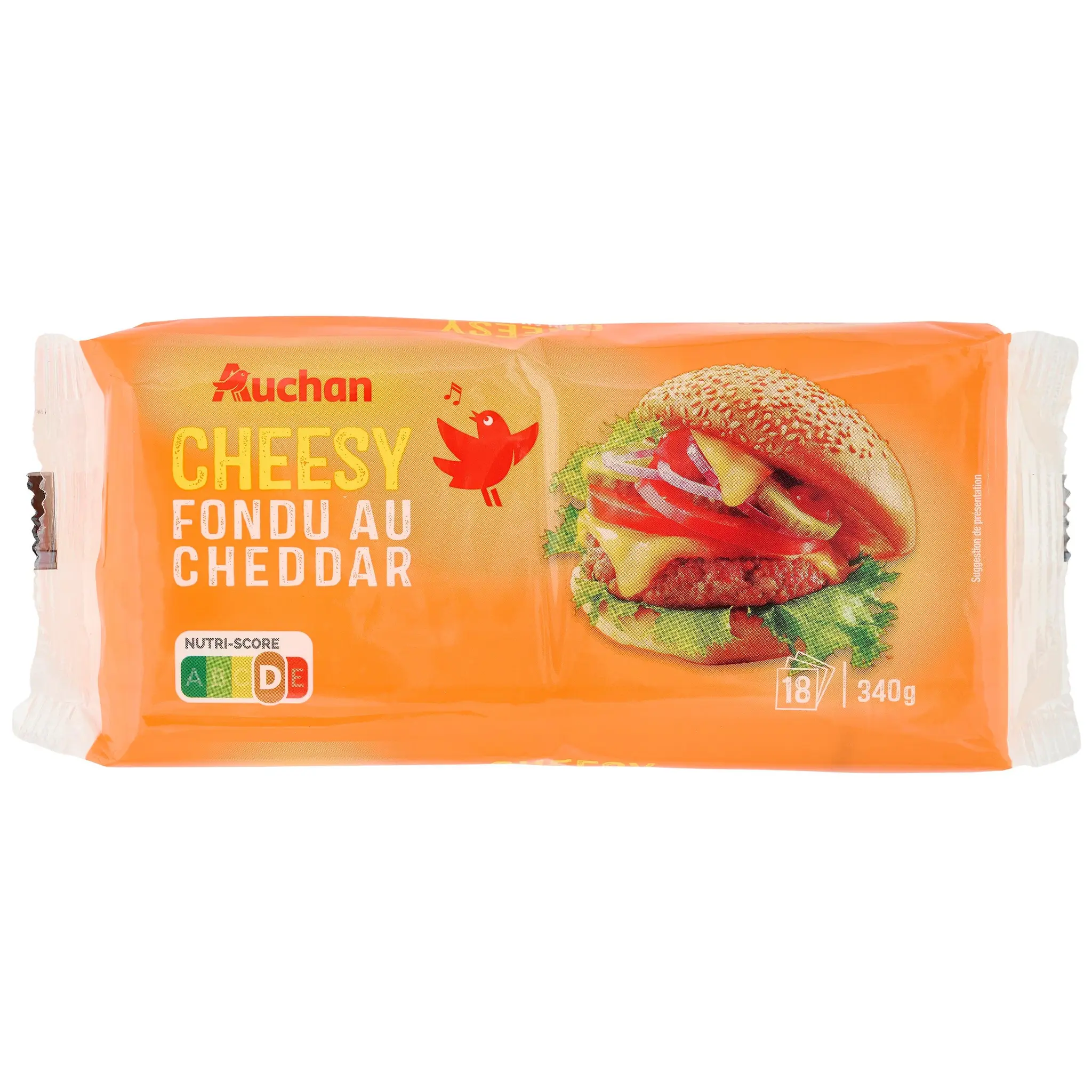 AUCHAN Cheeesy Cheddar en tranche pour hamburger x18