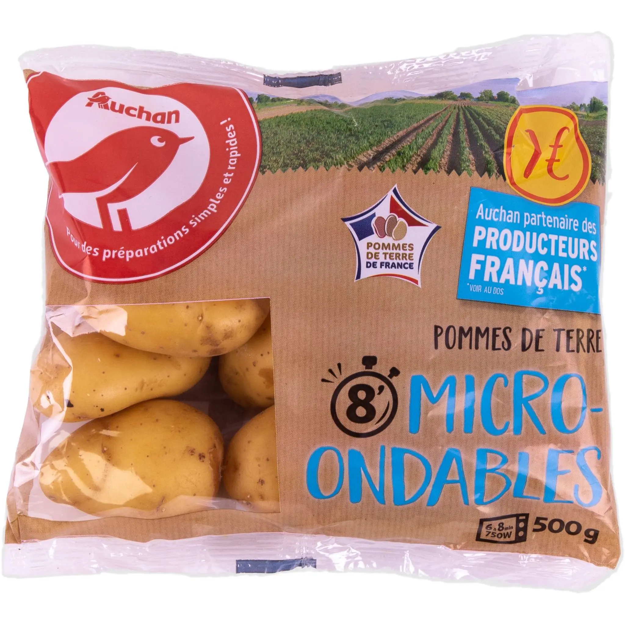 AUCHAN Pommes de terre de consommation blondes à chair ferme micro-ondable