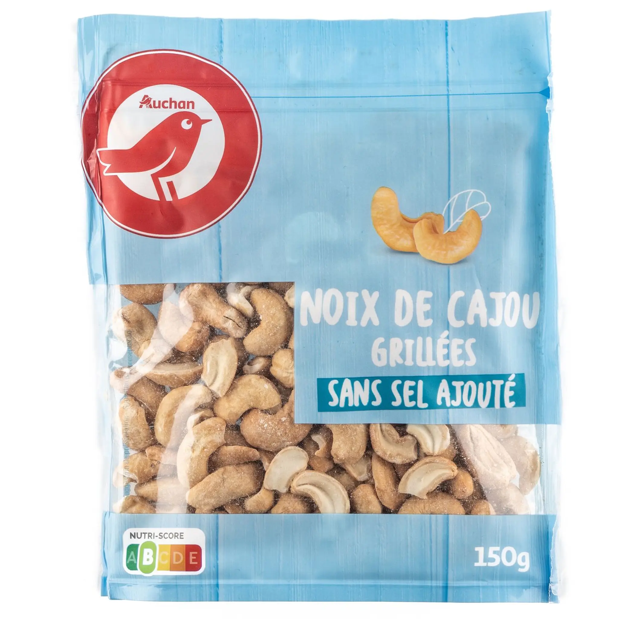 AUCHAN Noix de cajou grillées sans sel ajouté