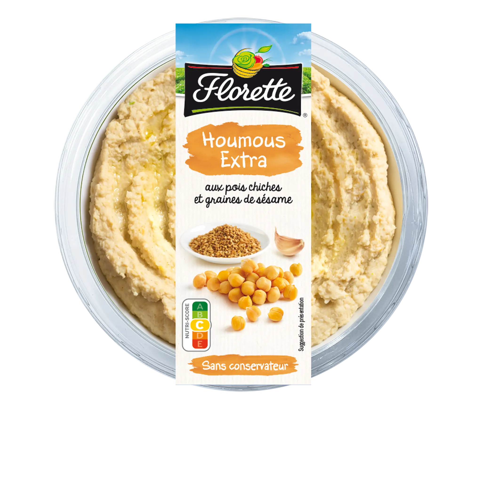 FLORETTE Houmous extra aux pois chiches et graines de sésame
