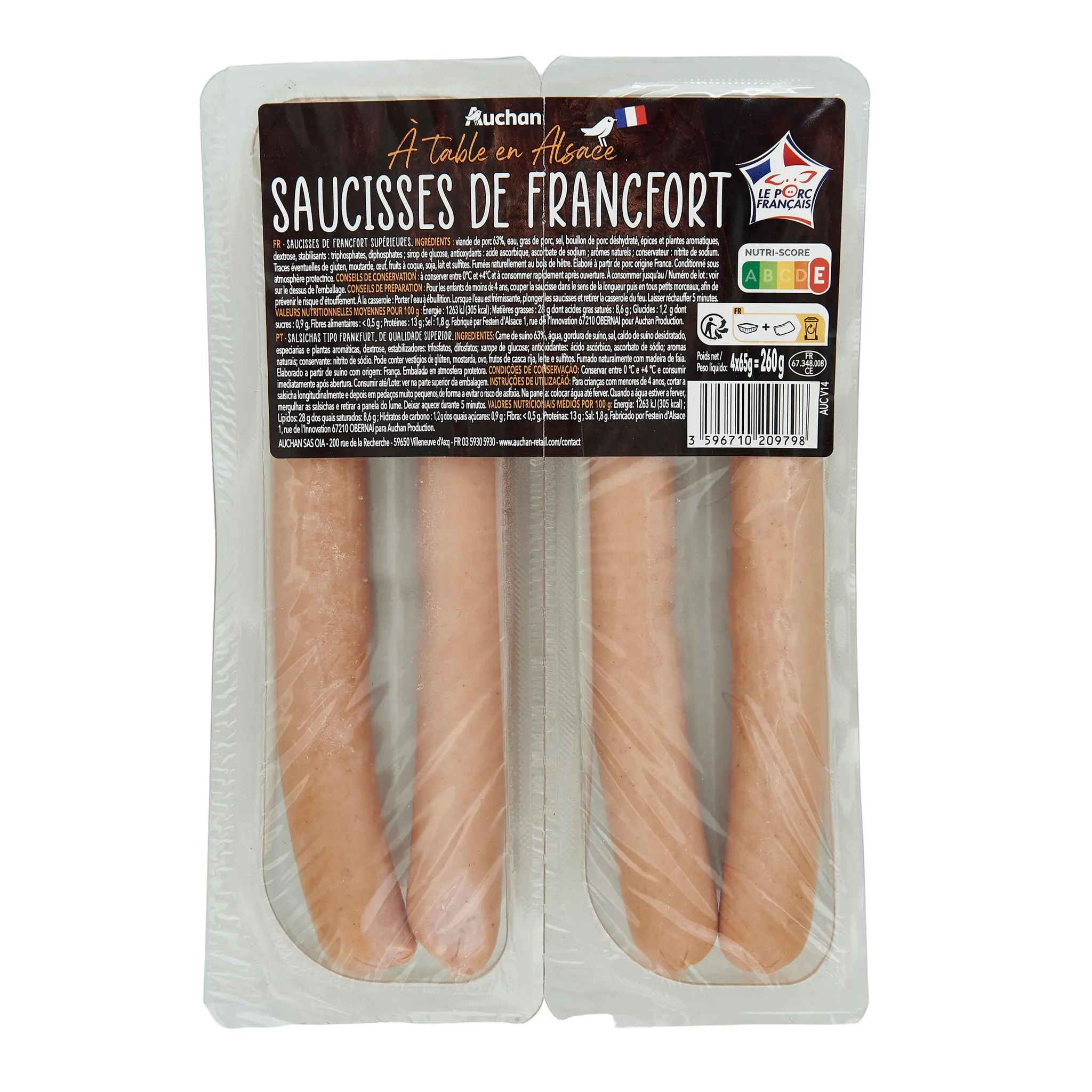 AUCHAN TERROIR Saucisses de Francfort