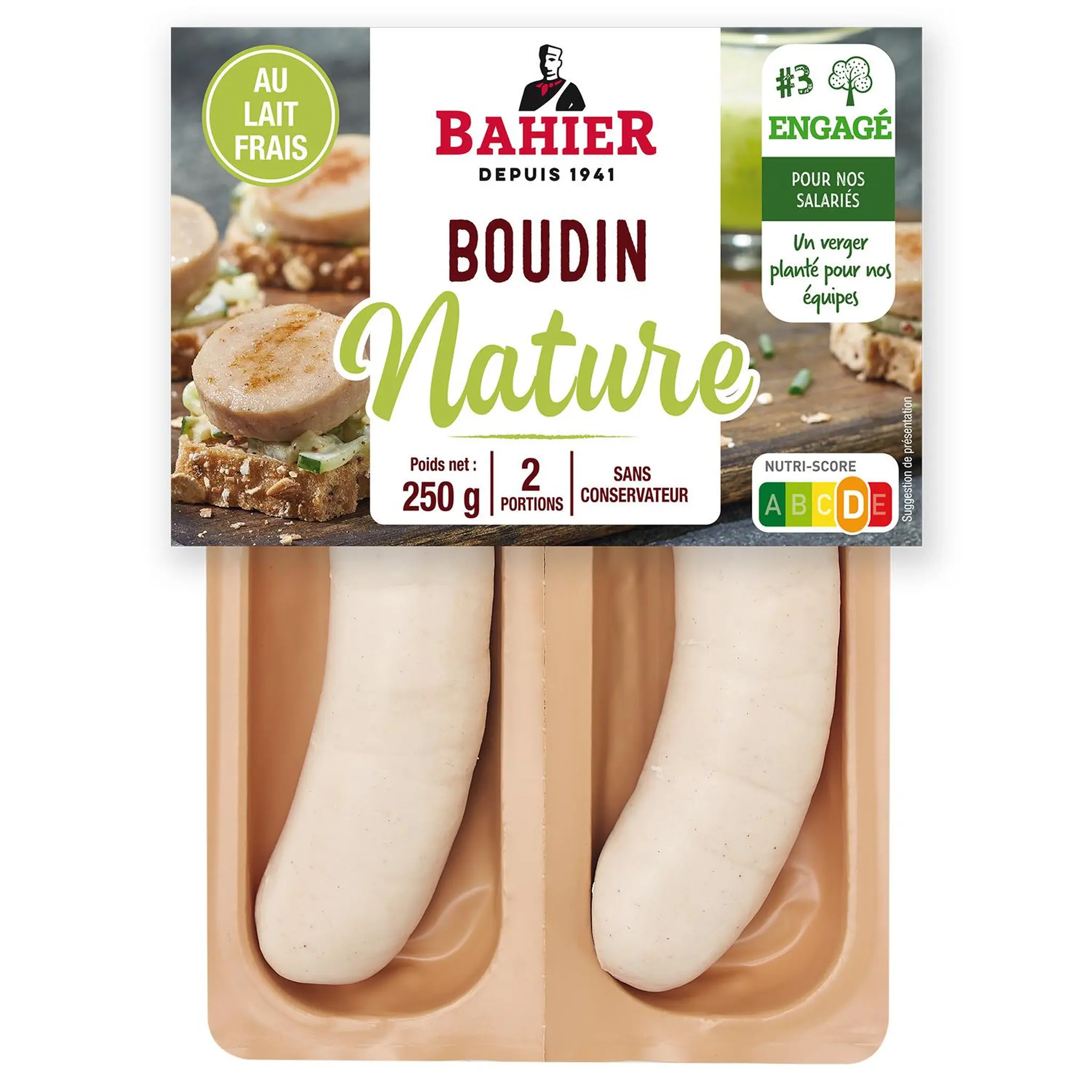 BAHIER Boudin blanc nature au lait frais