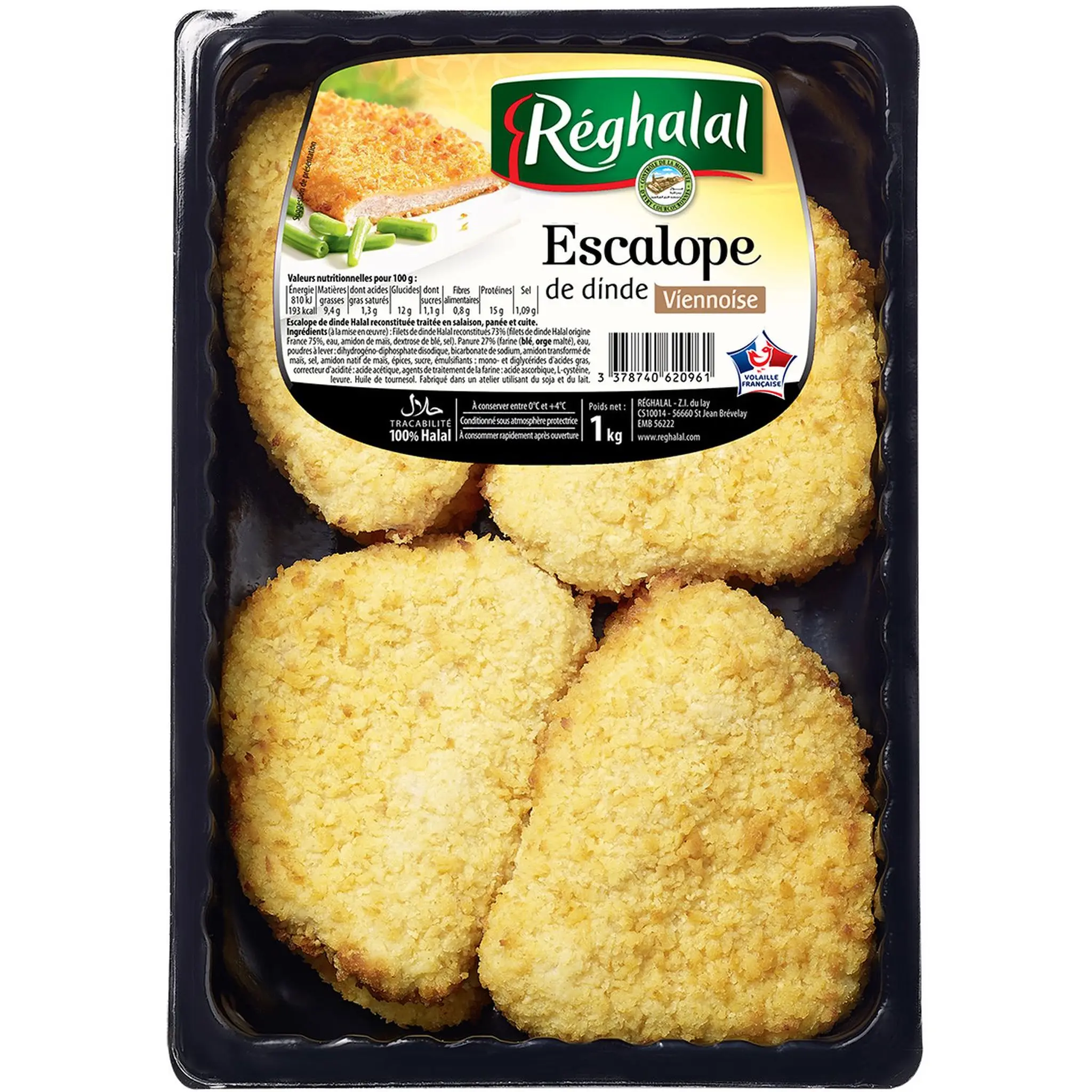 REGHALAL Escalopes de dinde halal viennoise