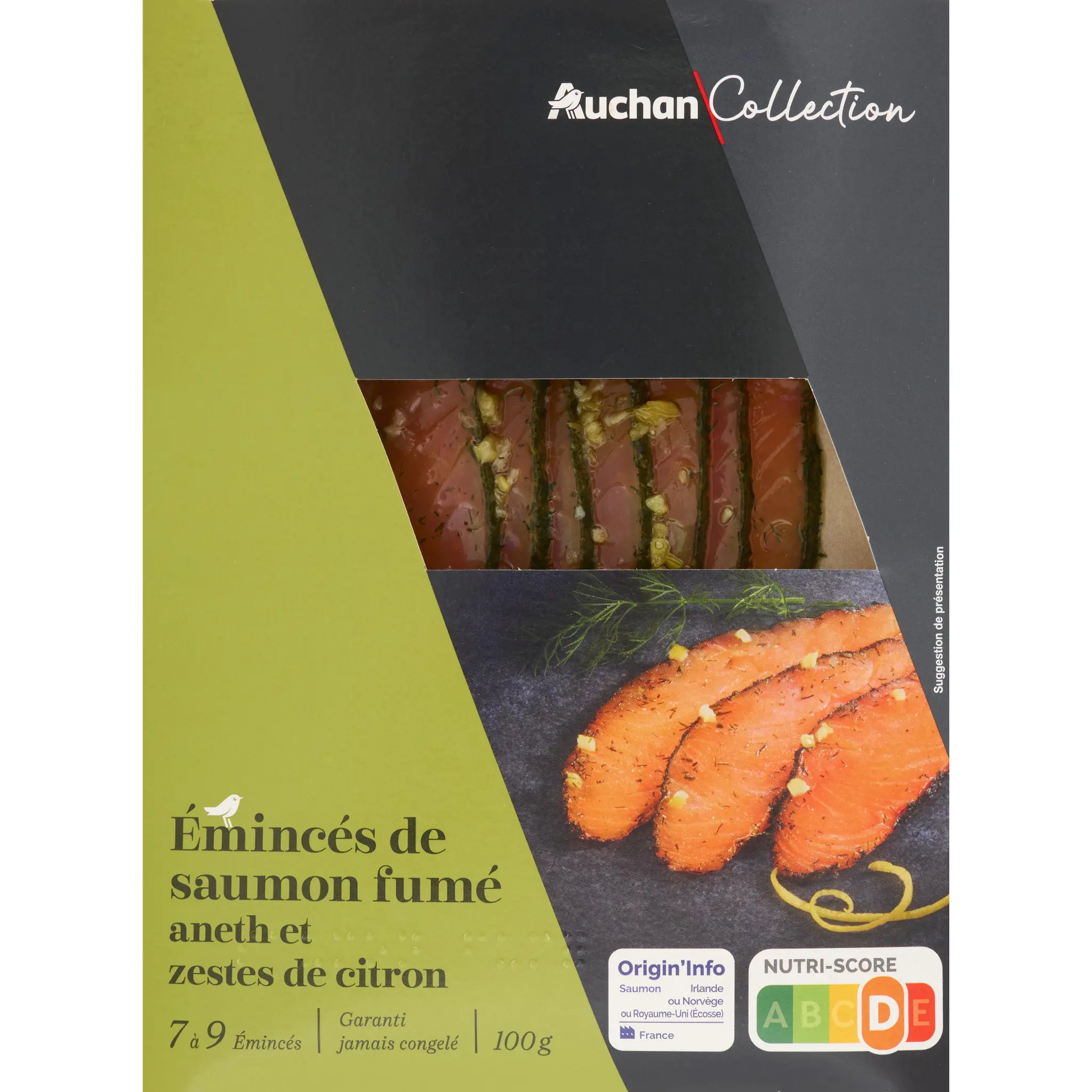 AUCHAN COLLECTION Émincés de saumon fumé aneth et zestes de citron