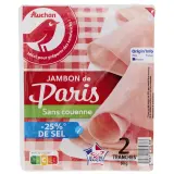 AUCHAN Jambon de Paris réduit en sel