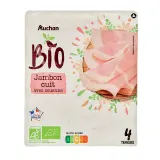 AUCHAN BIO CULTIVONS LE BON Jambon supérieur avec couenne