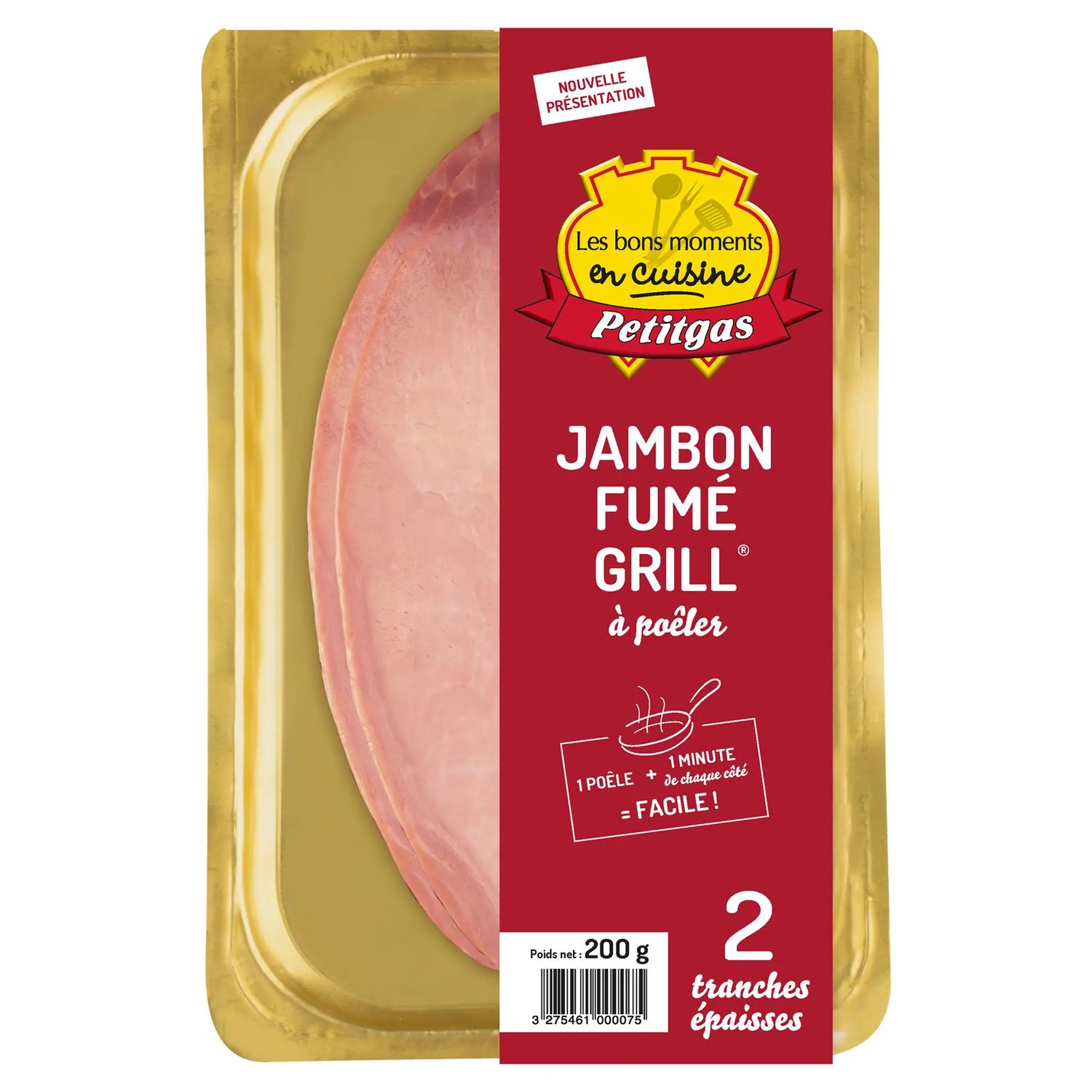 PETITGAS Jambon fumé grill à poêler tranches épaisses