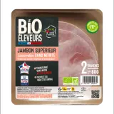 LE BIO DES ELEVEURS Jambon cuit bio supérieur découenné dégraissé sans nitrite