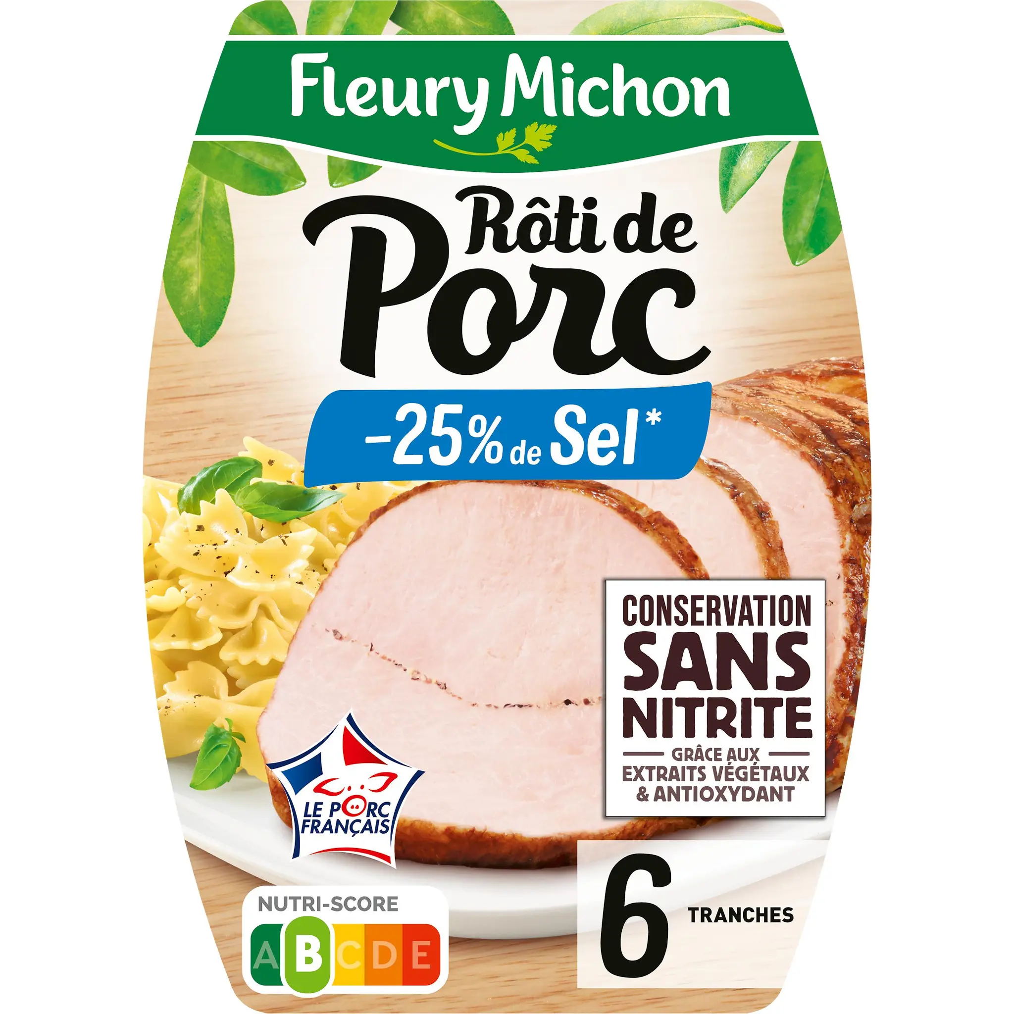 FLEURY MICHON Rôti de porc réduit en sel sans nitrite