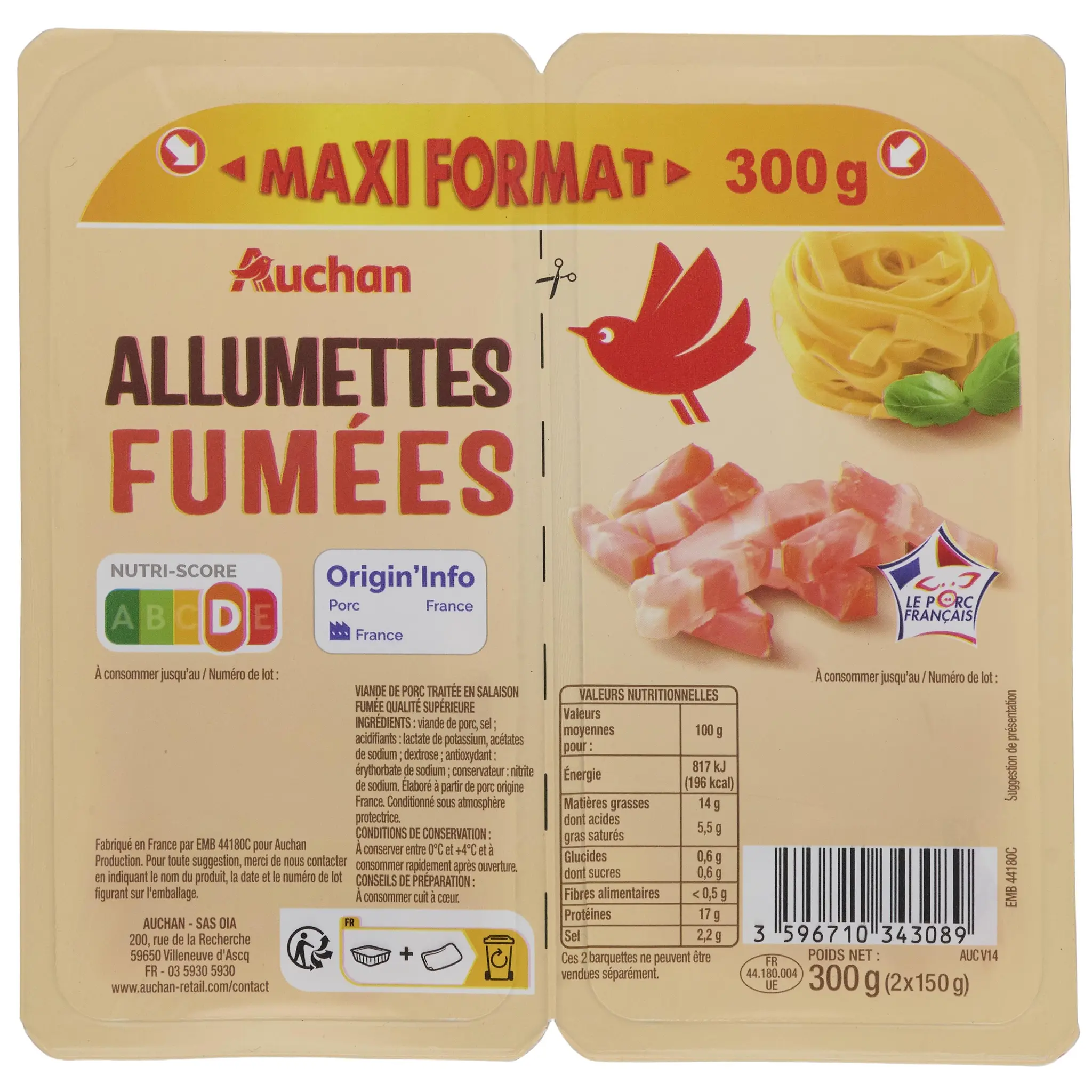 AUCHAN Allumettes fumées