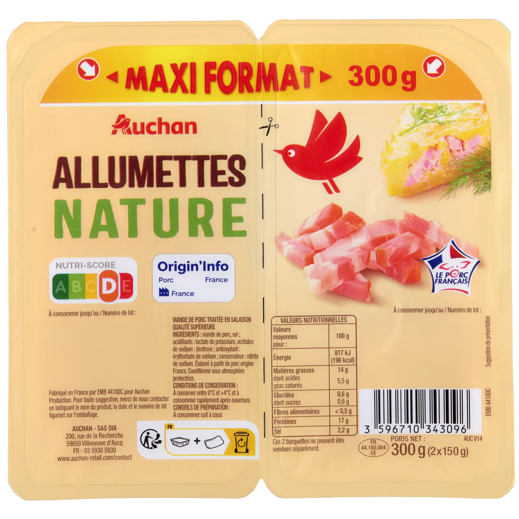 AUCHAN Allumettes nature