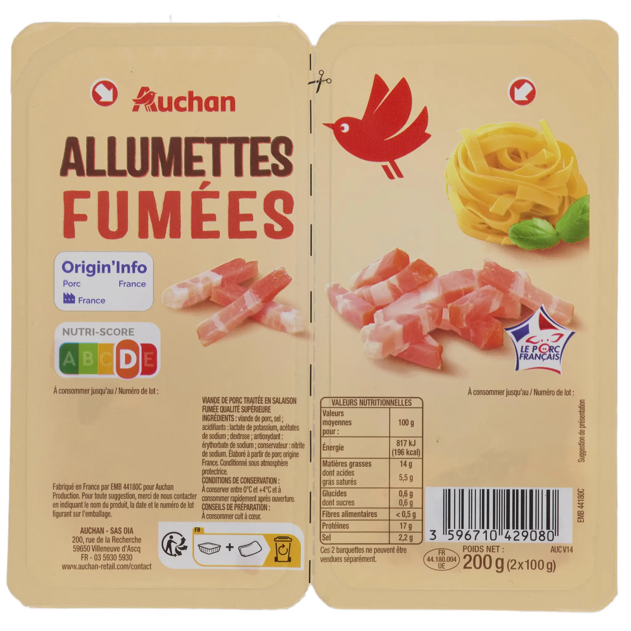 AUCHAN Allumettes fumées