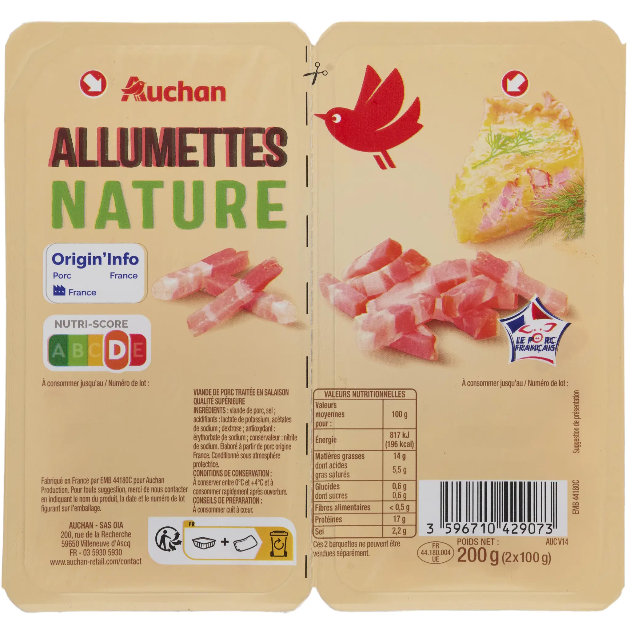 AUCHAN Allumettes nature