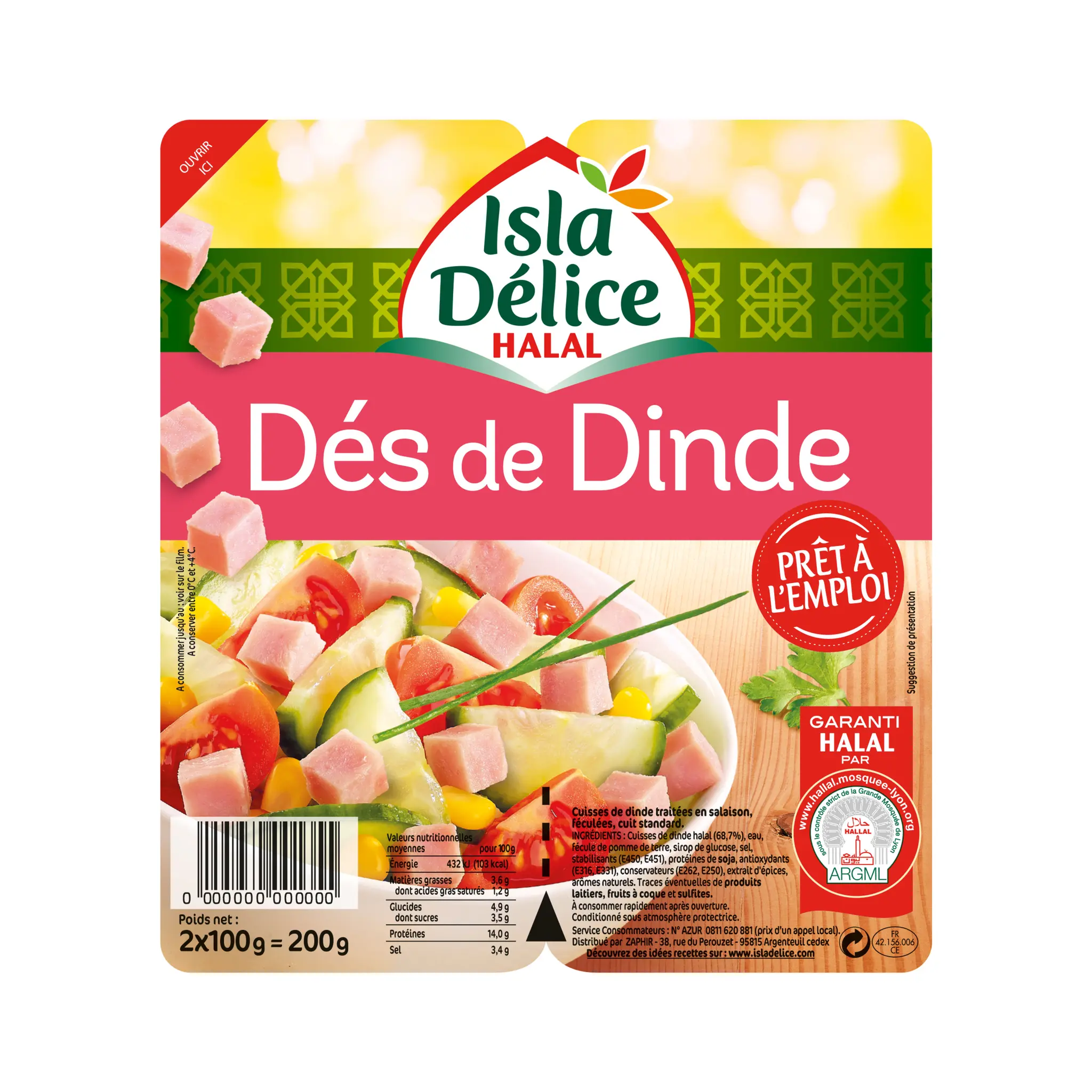 ISLA DELICE Dés de dinde nature halal