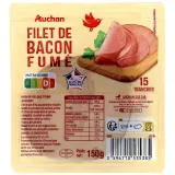 AUCHAN Filet de bacon fumé