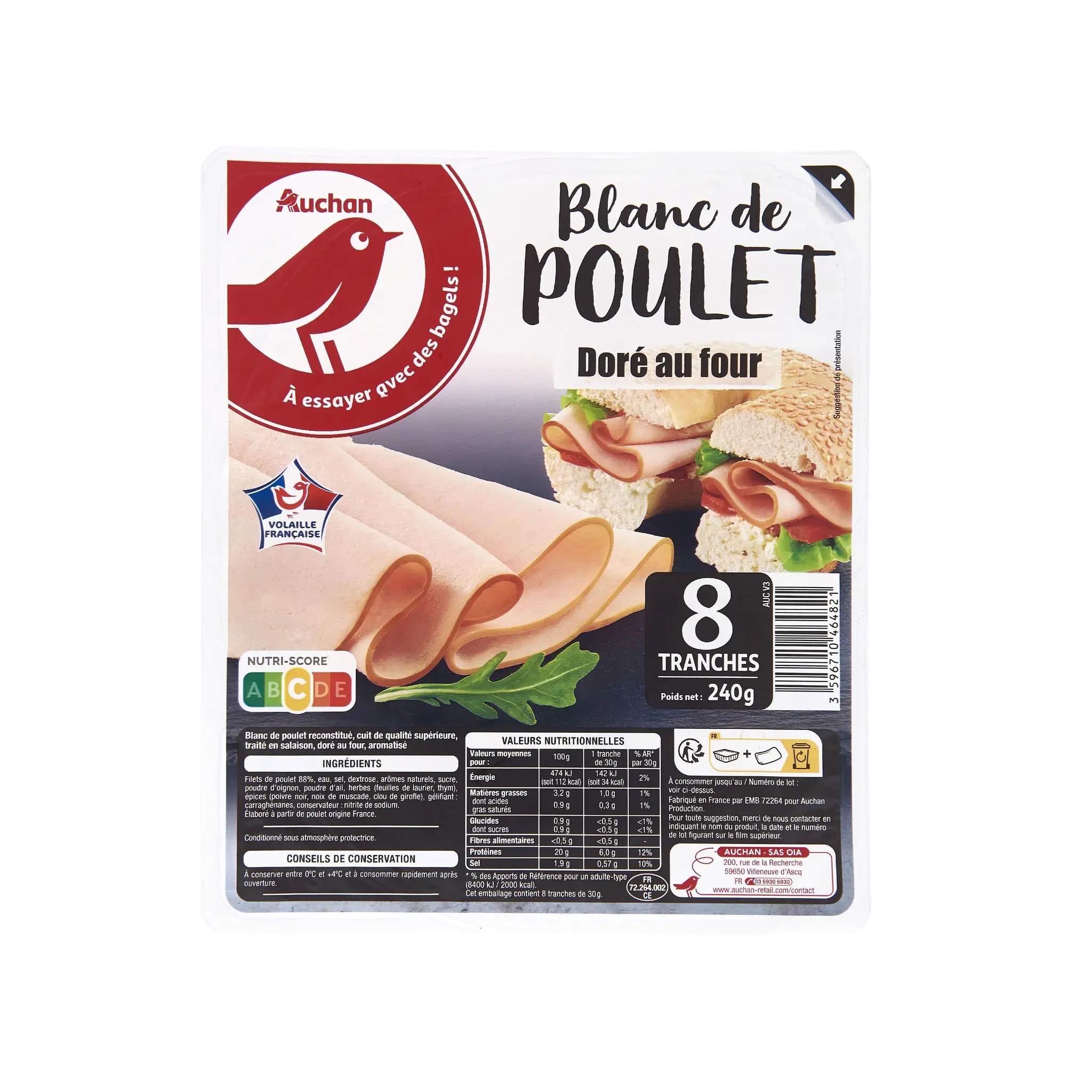AUCHAN Blanc de poulet