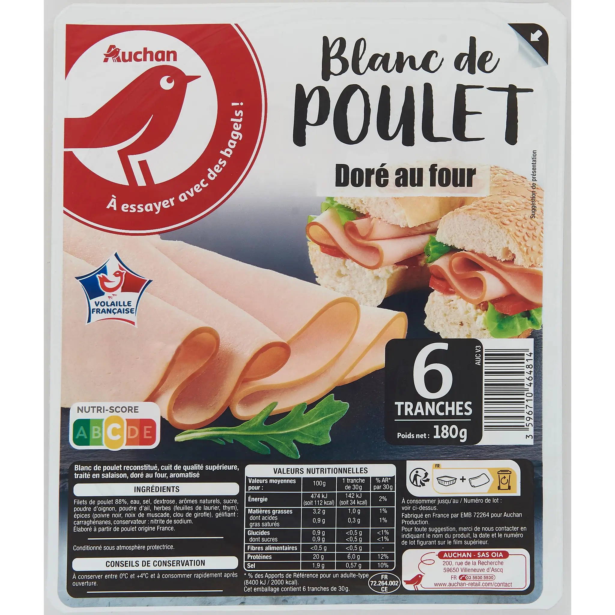 AUCHAN Blanc de poulet