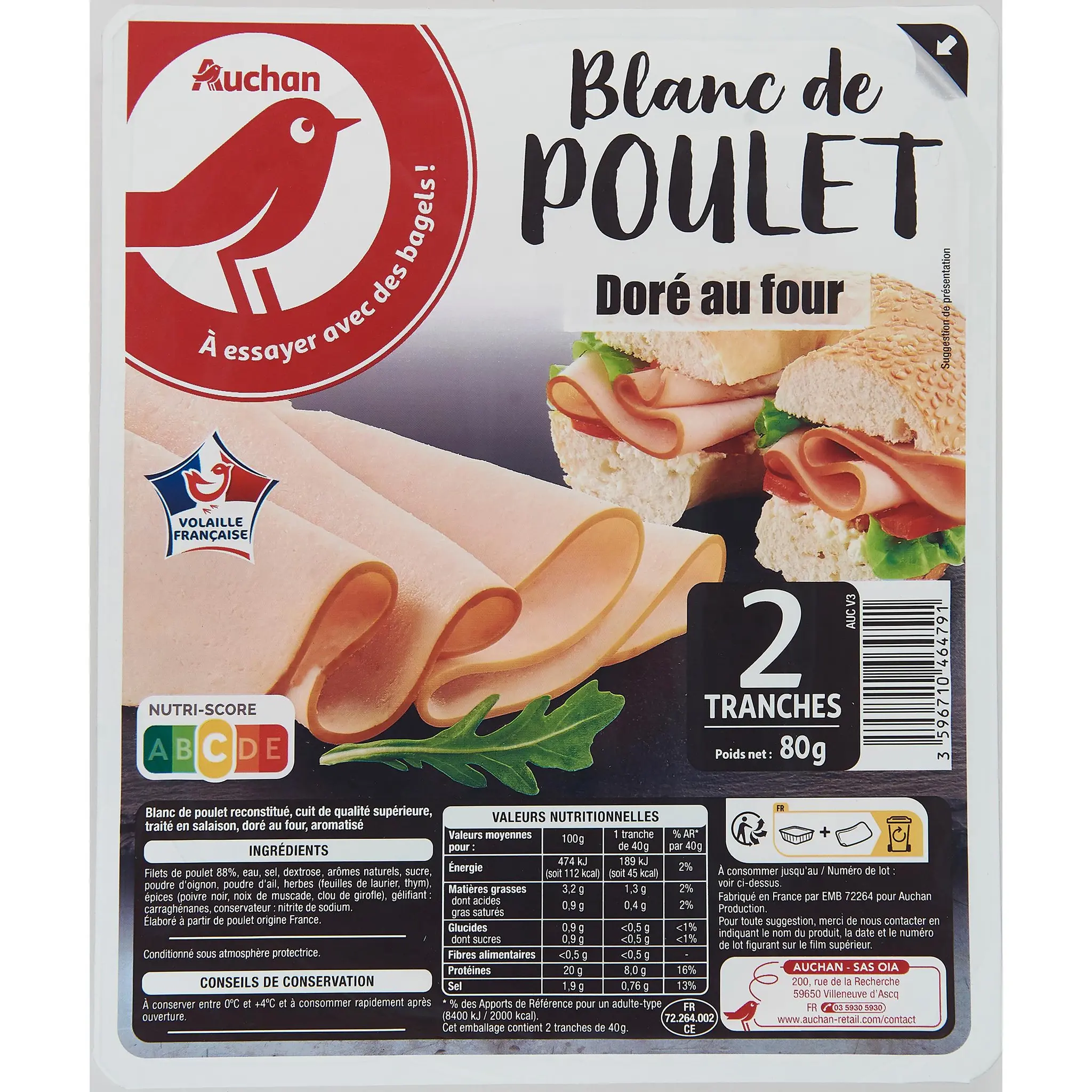 AUCHAN Blanc de poulet
