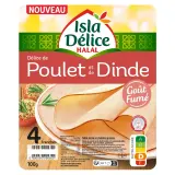 ISLA DELICE Délice de poulet et de dinde halal goût fumé