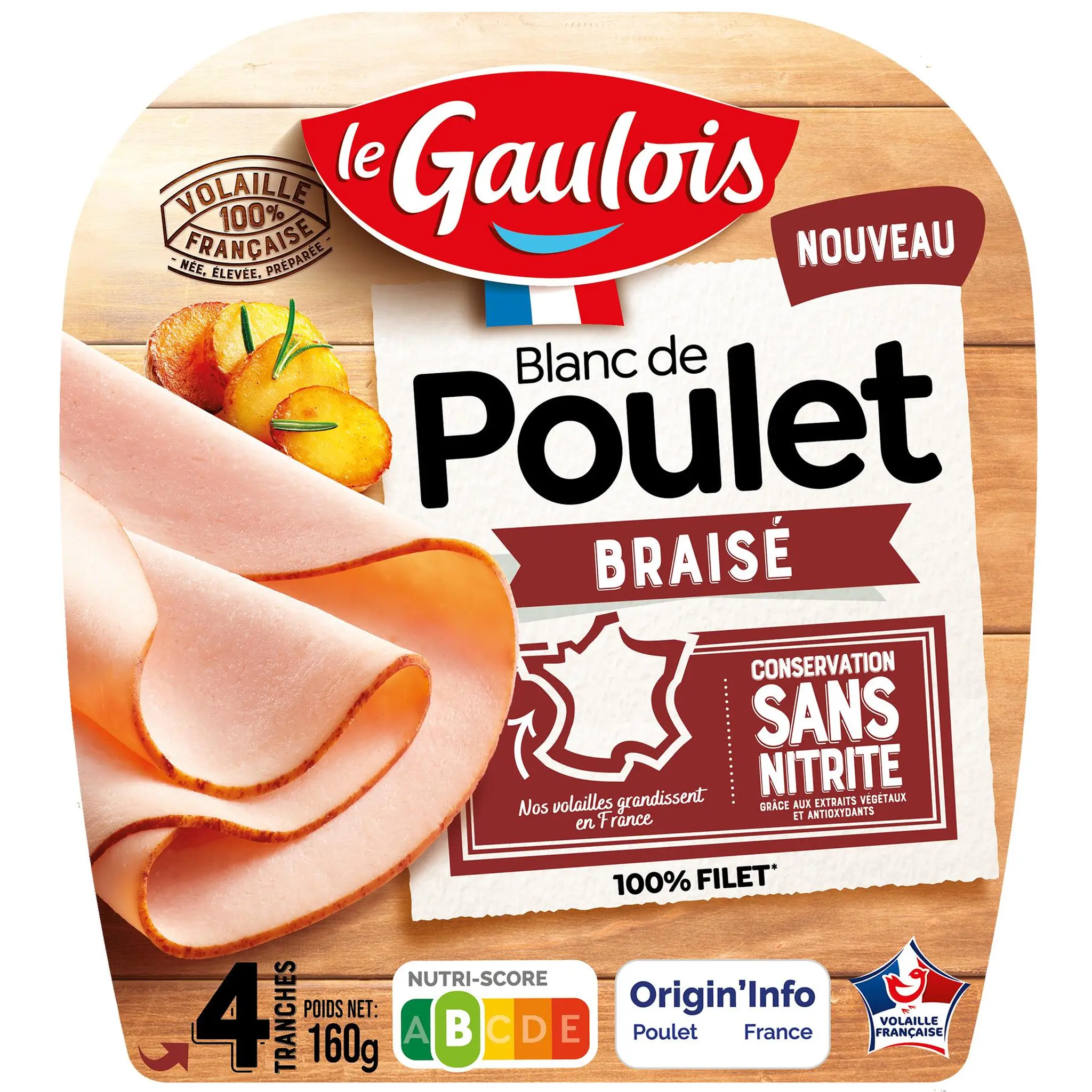 LE GAULOIS Blanc de poulet braisé 100% filet sans nitrite