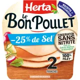 HERTA Le bon poulet jambon de volaille réduit en sel conservation sans nitrite