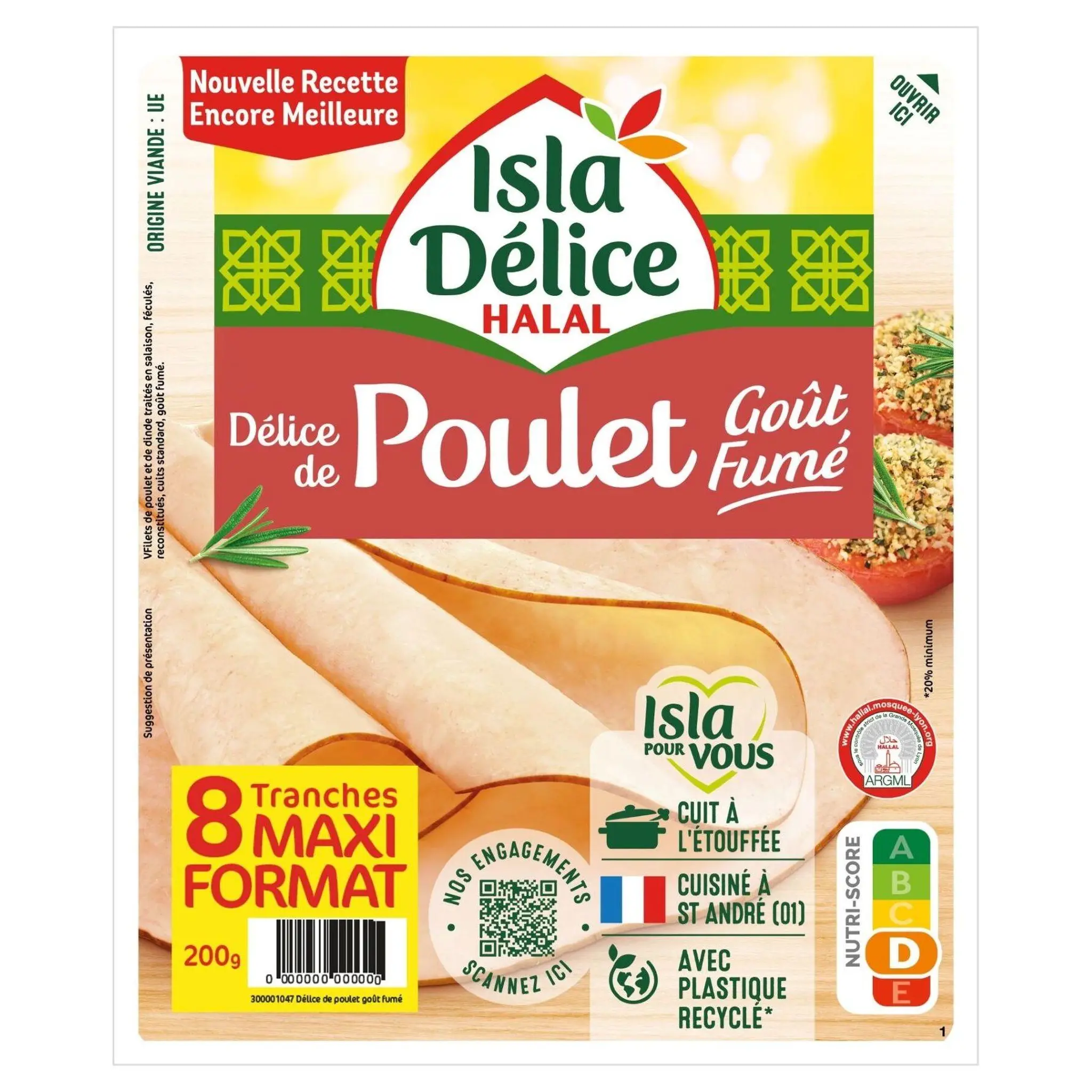 ISLA DELICE Filets de poulet et de dinde cuits halal goût fumé