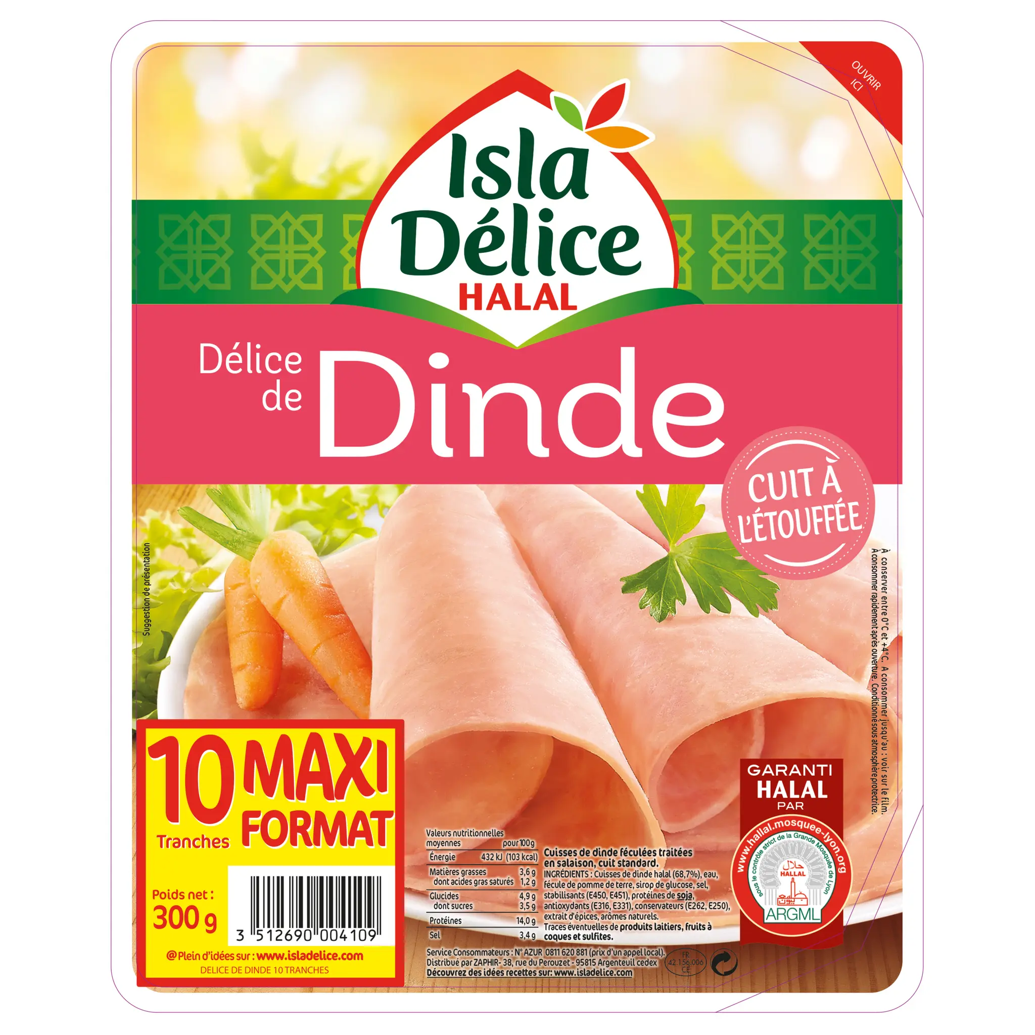 ISLA DELICE Délice de dinde halal cuit à l'étouffée