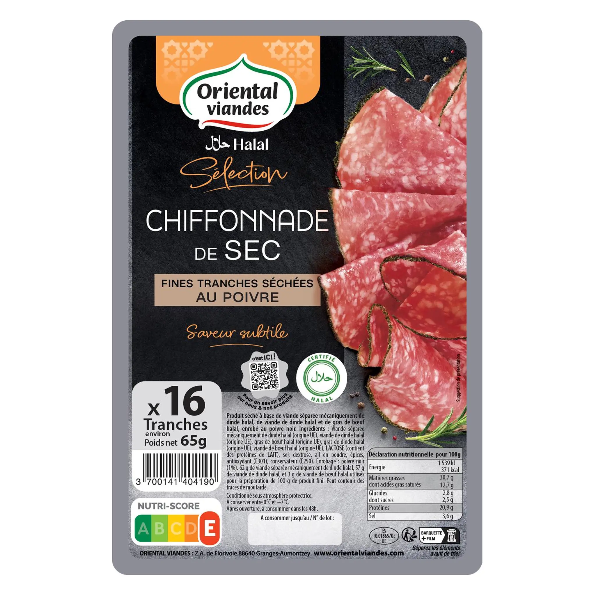 ORIENTAL VIANDES Chiffonnade de sec boeuf et volaille halal au poivre