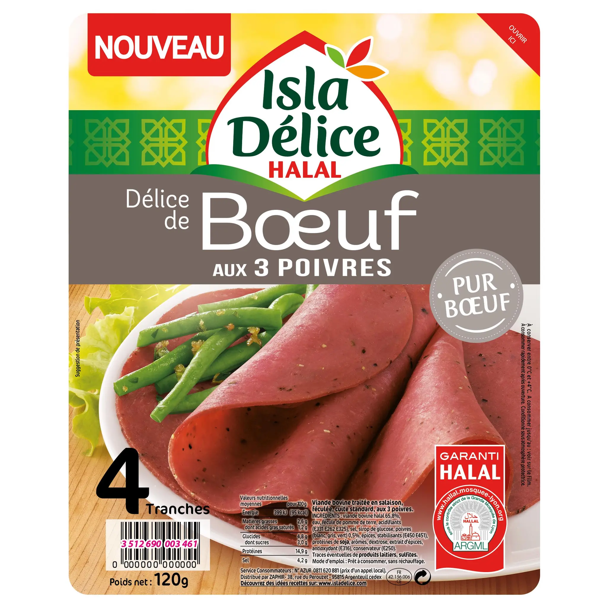 ISLA DELICE Délice de boeuf aux 3 poivres halal