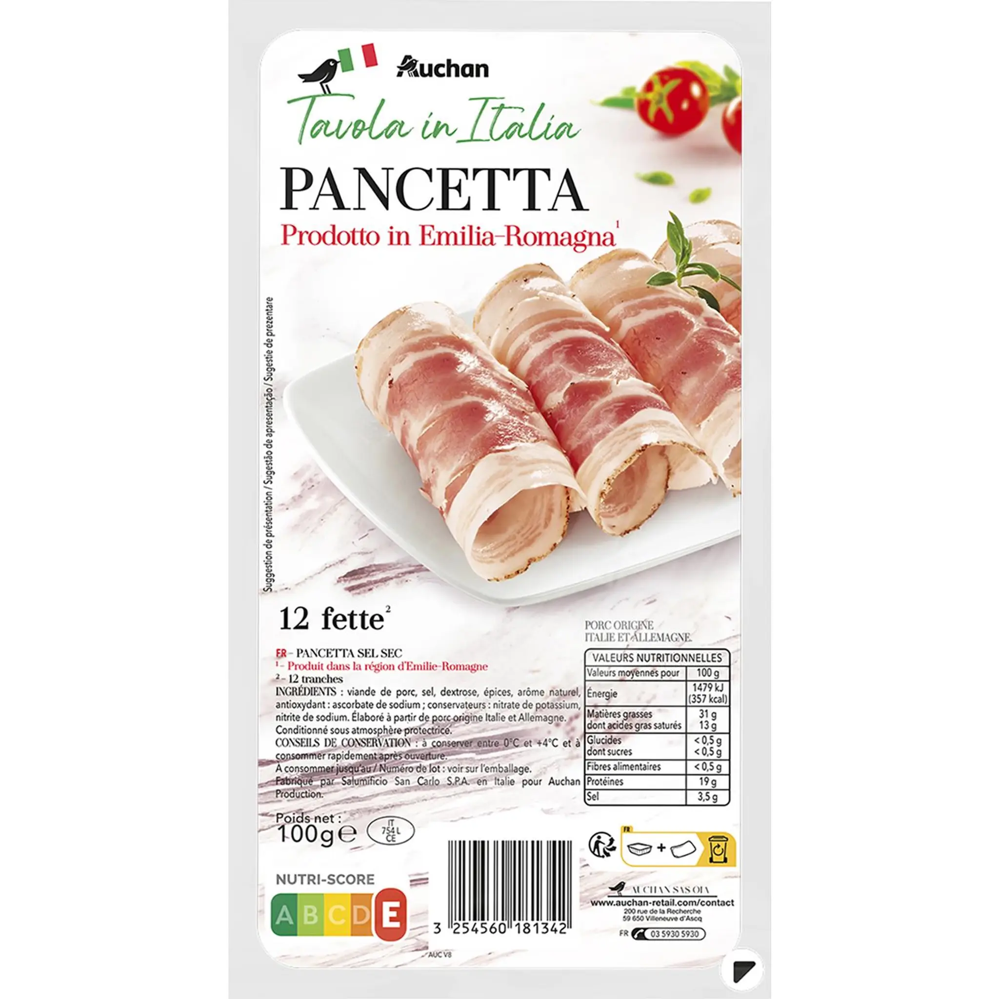 AUCHAN TAVOLA IN ITALIA Pancetta