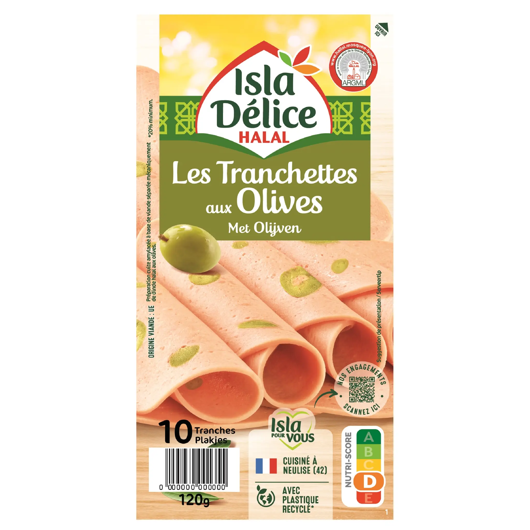 ISLA DELICE Mortadelle aux olives halal