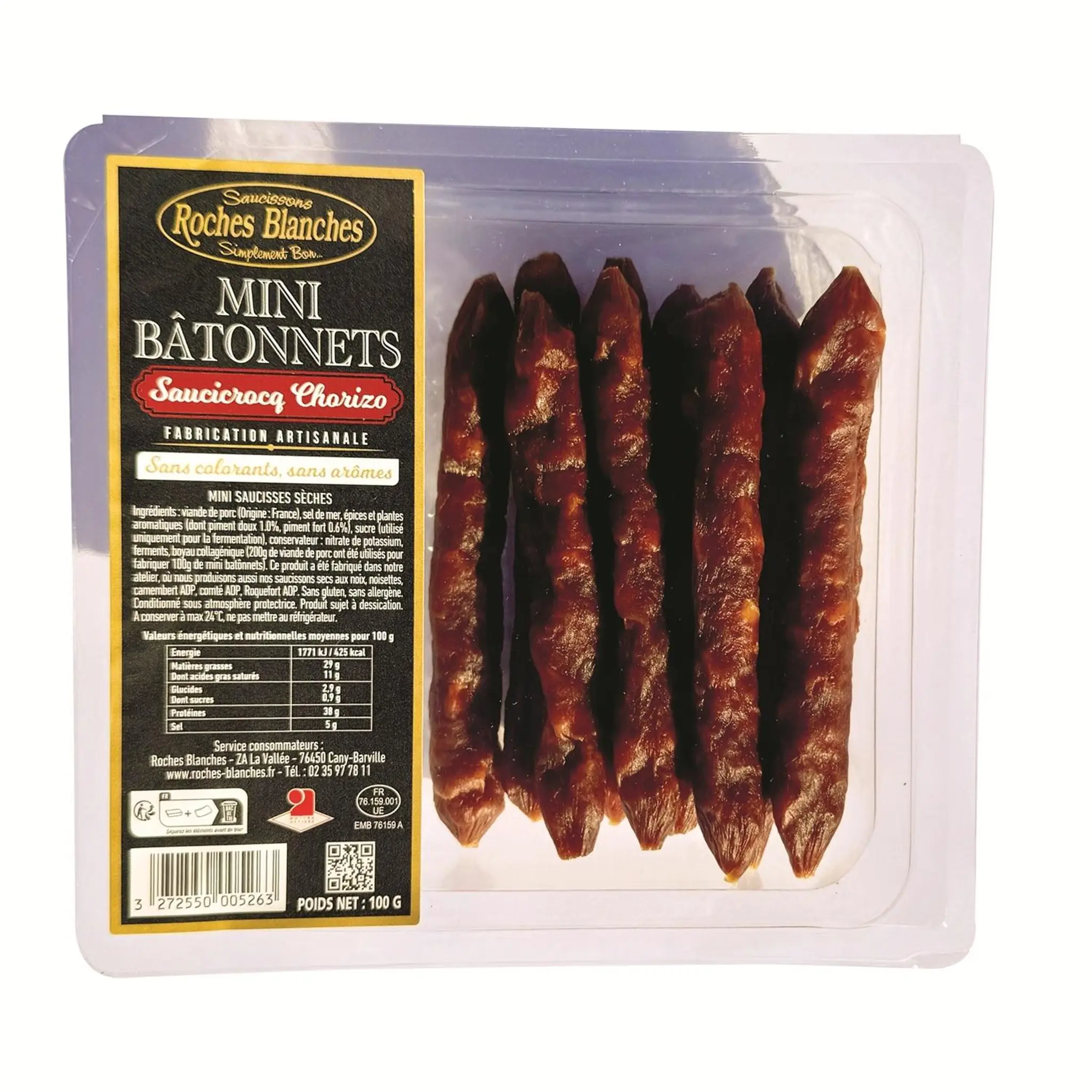 ROCHES BLANCHES Mini chorizo bâtonnet