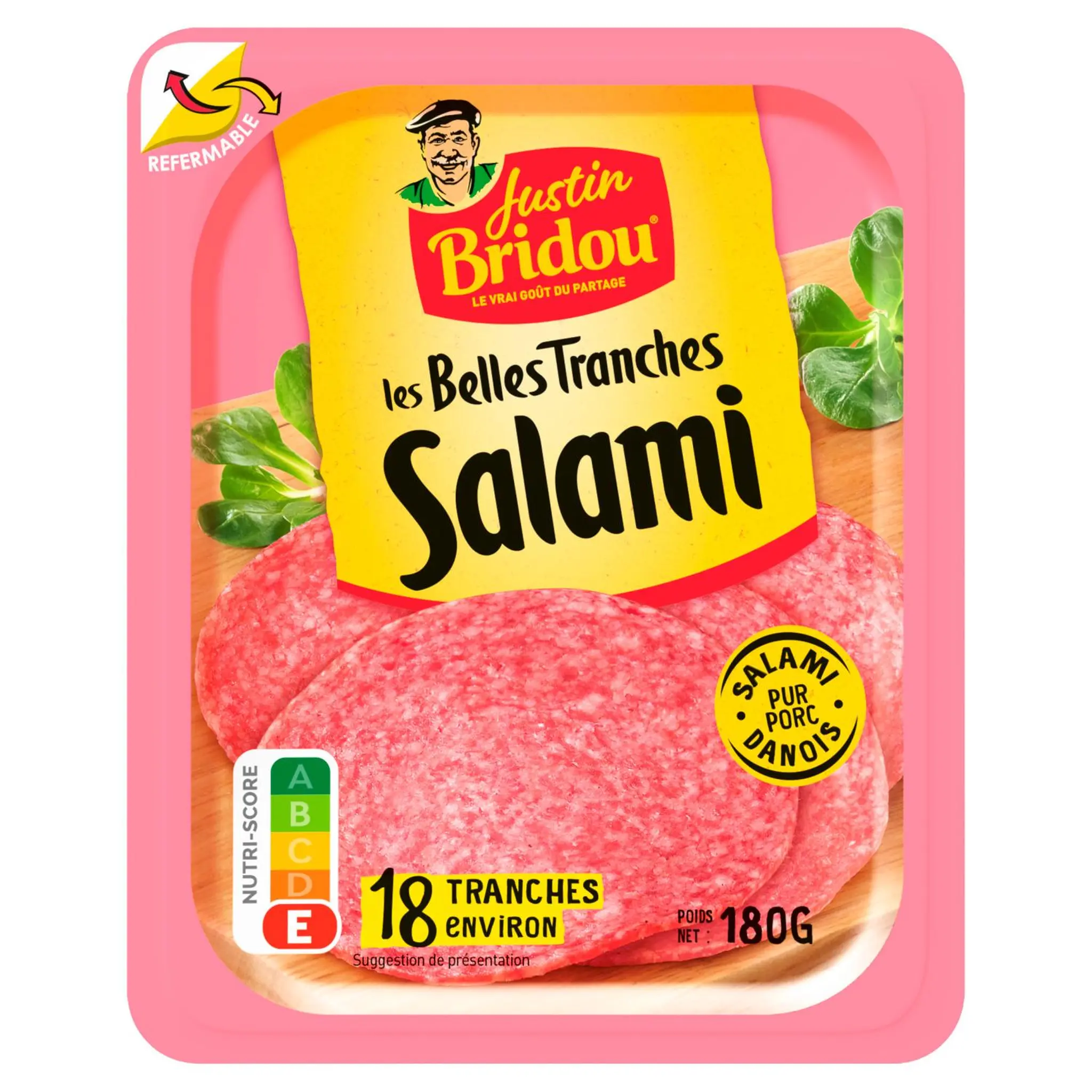 JUSTIN BRIDOU Salami danois pur porc en tranches