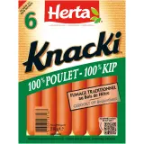 HERTA Knacki saucisse de poulet fumé au bois de hêtre