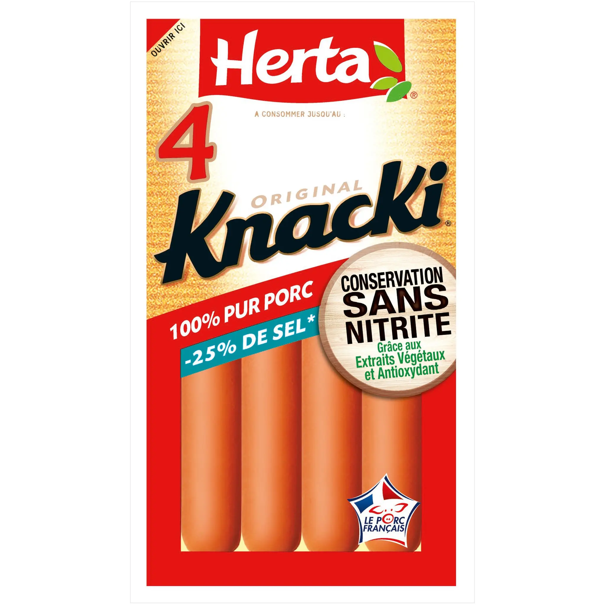 HERTA Knacki saucisses de Strasbourg sel réduit