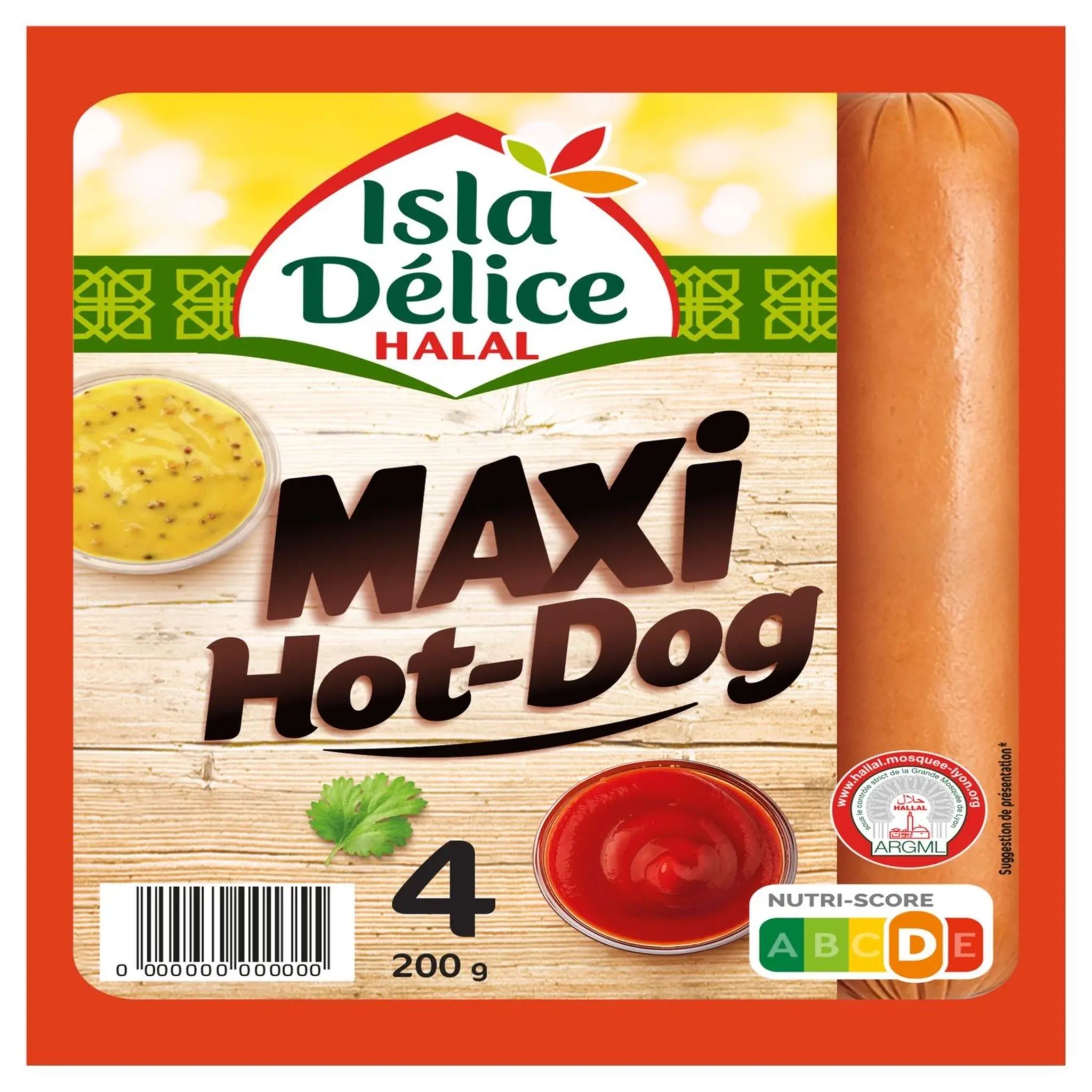 ISLA DELICE Saucisse maxi hot-dog halal