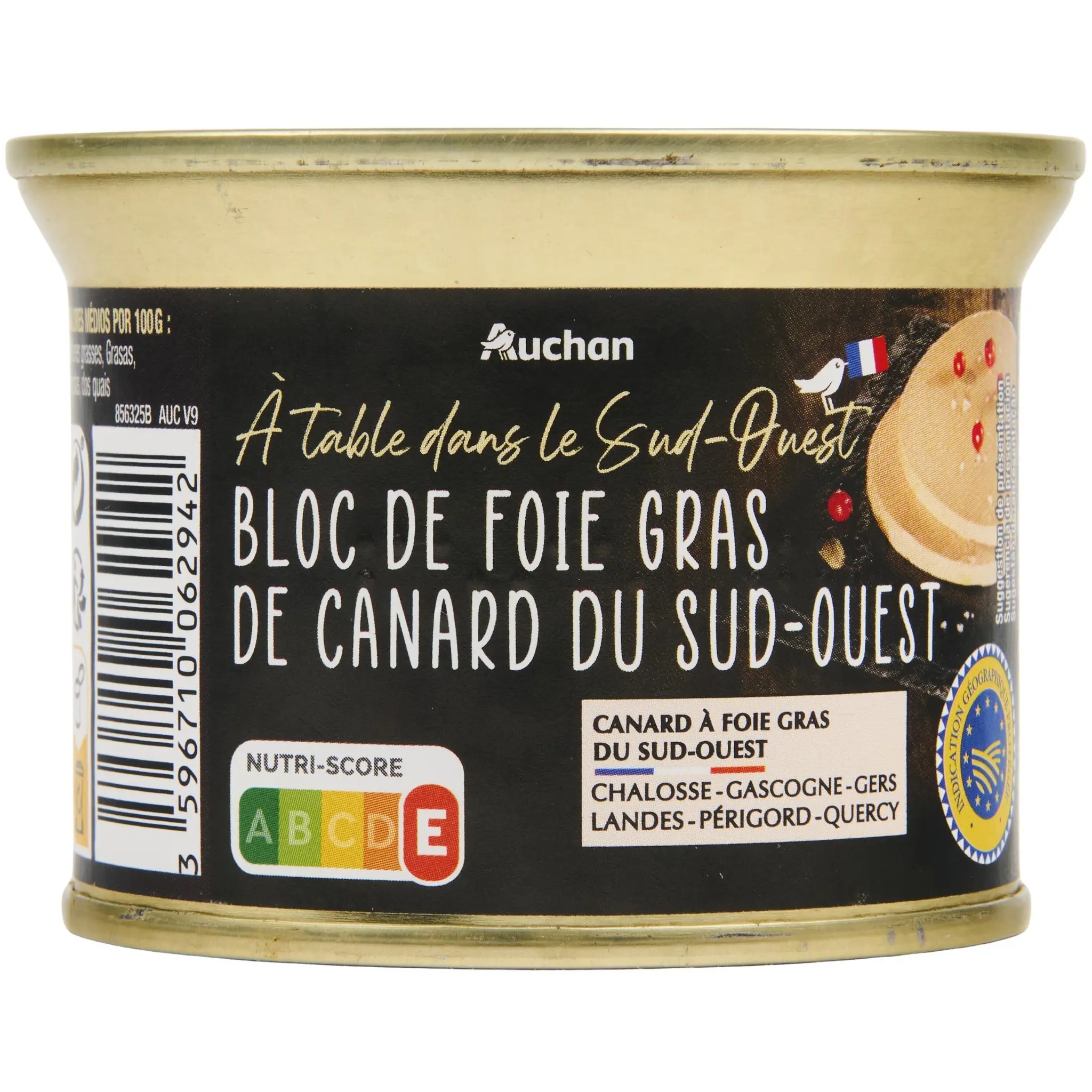AUCHAN TERROIR Bloc de foie gras de canard du Sud-Ouest