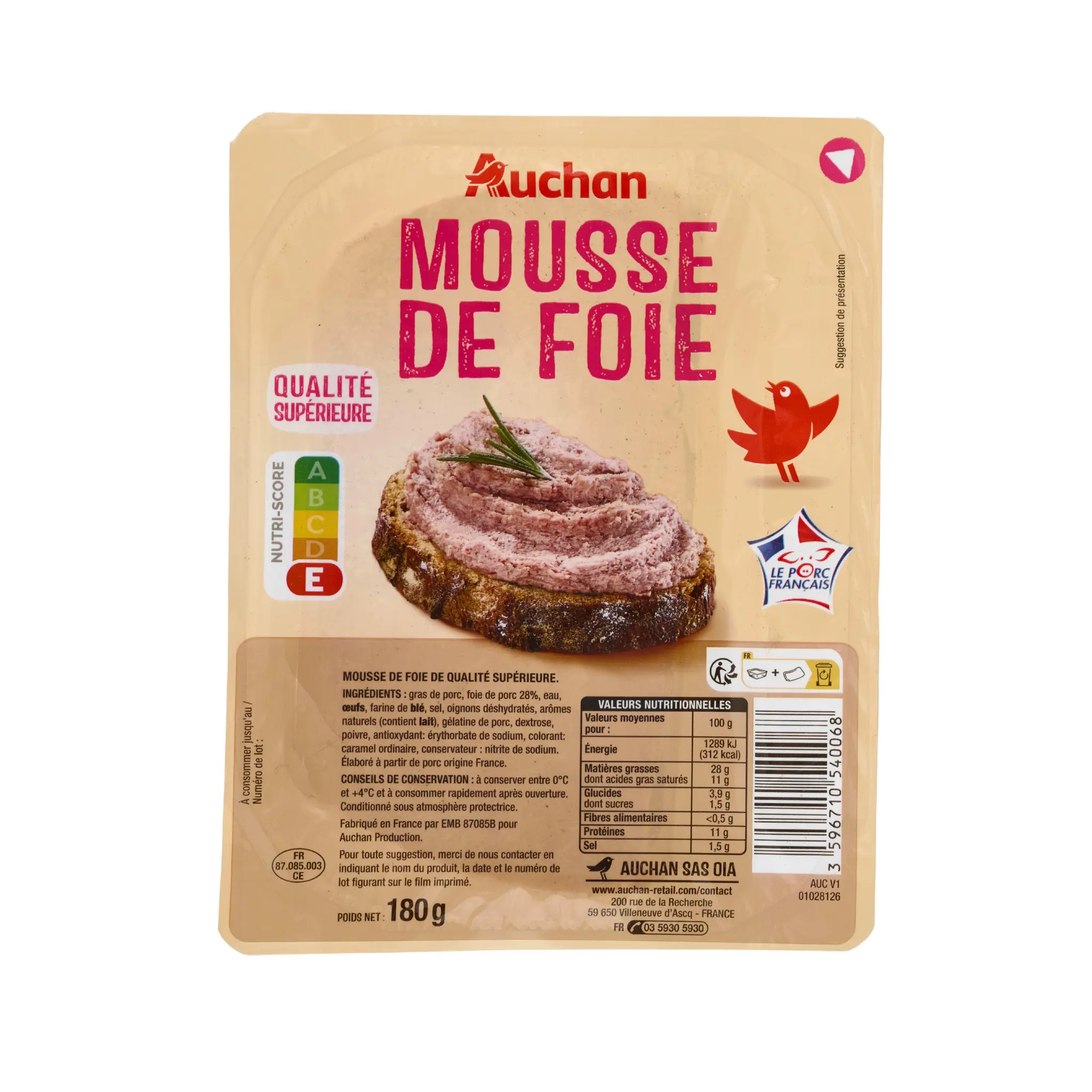AUCHAN Mousse de foie