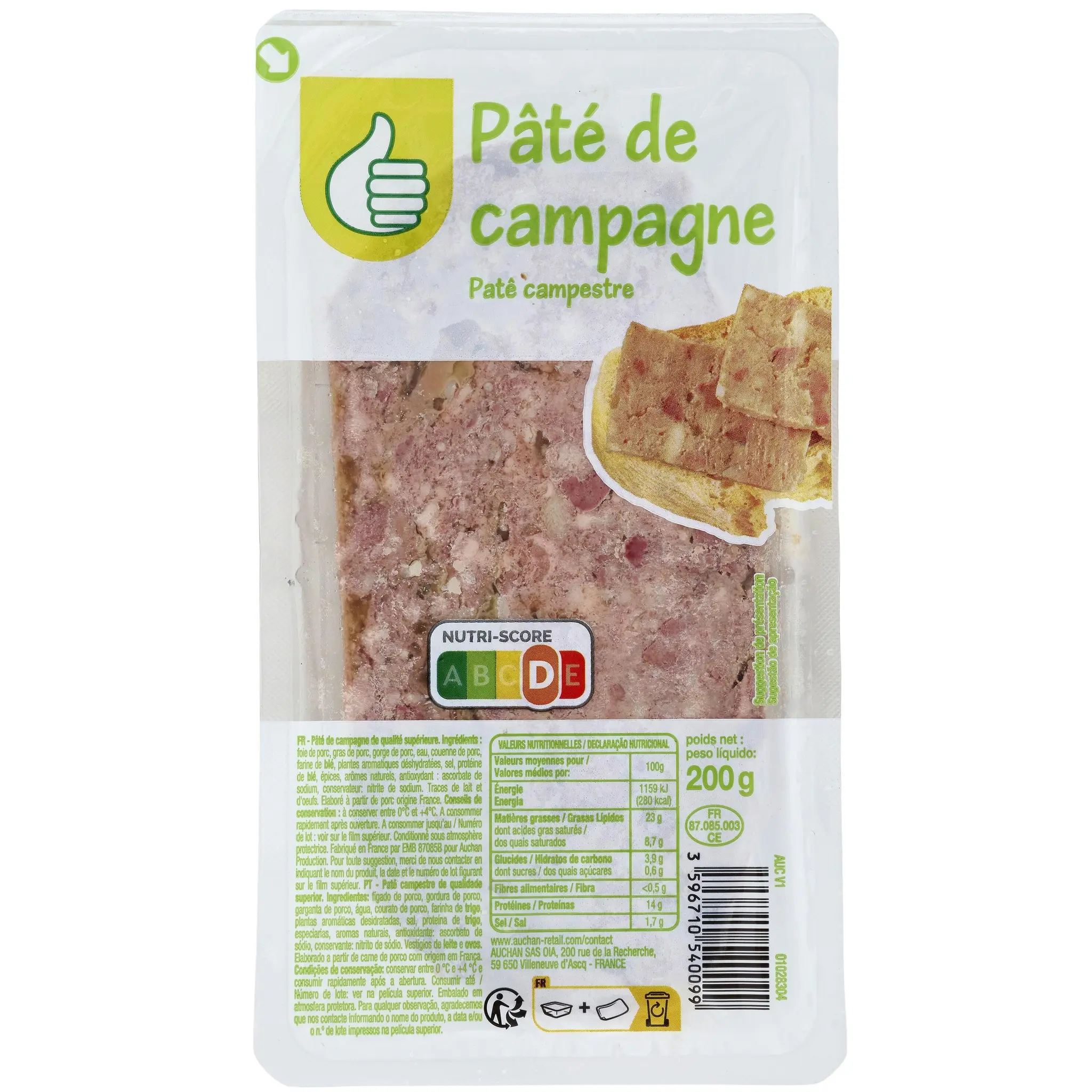 POUCE Pâté de campagne en tranche
