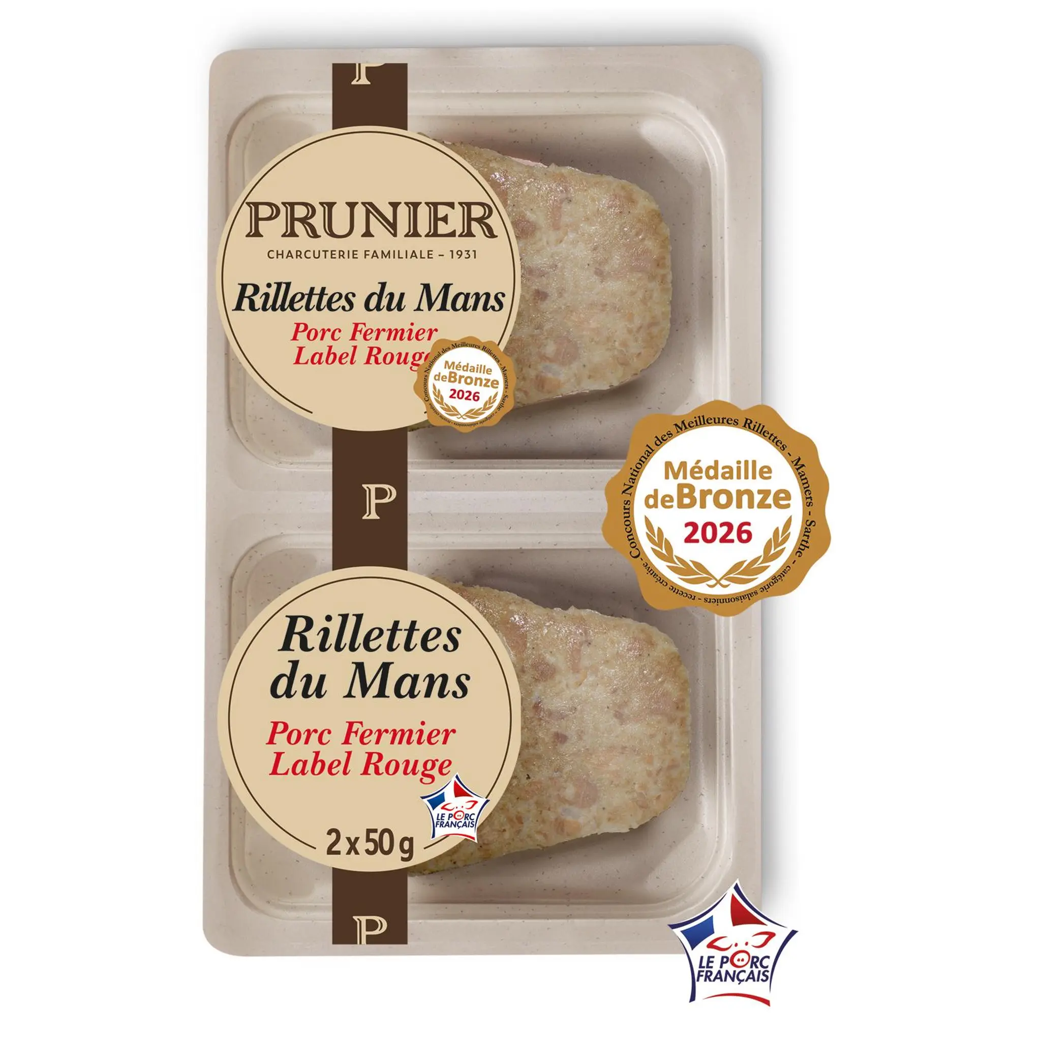 PRUNIER Rillettes du Mans de porc fermier label rouge