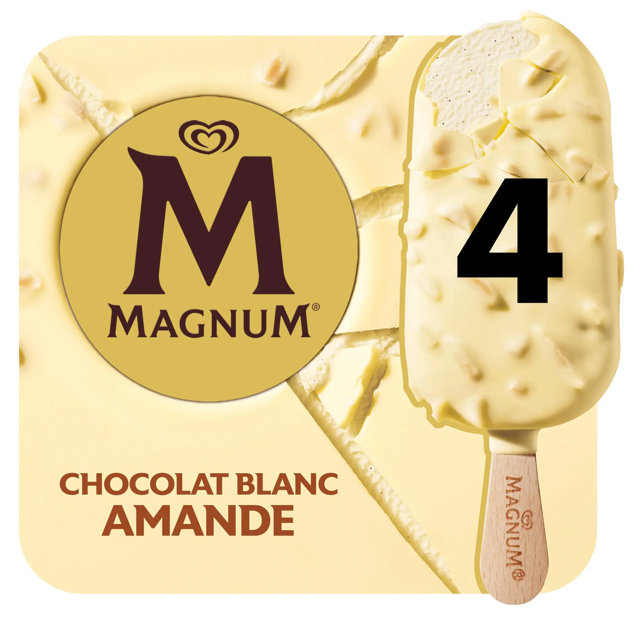 MAGNUM Bâtonnets glacés chocolat blanc amandes