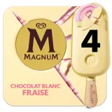 MAGNUM Bâtonnets glacés chocolat blanc fraise