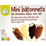 POUCE Mini-bâtonnets glacés vanille chocolat blanc lait noir amandes