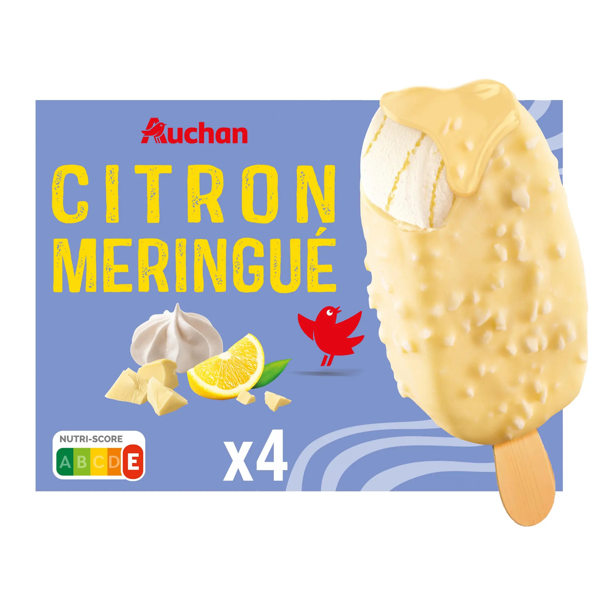 AUCHAN Bâtonnets glacés saveur citron meringué