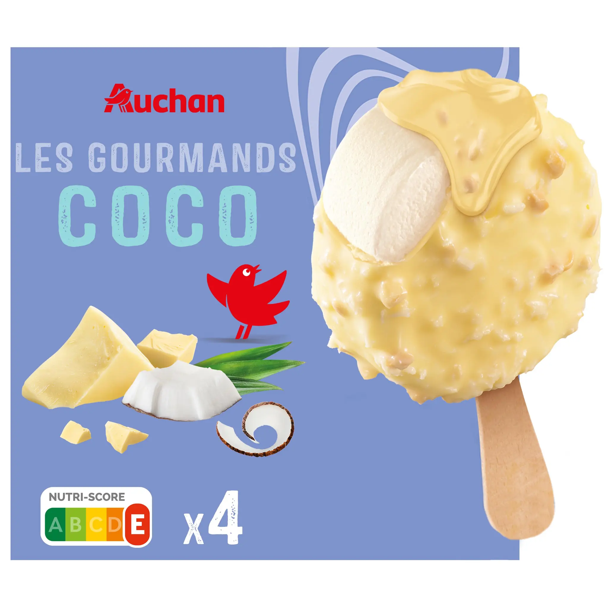 AUCHAN Bâtonnets glacés façon rocher à la noix de coco