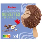 AUCHAN Bâtonnets glacés façon rocher chocolat noisette
