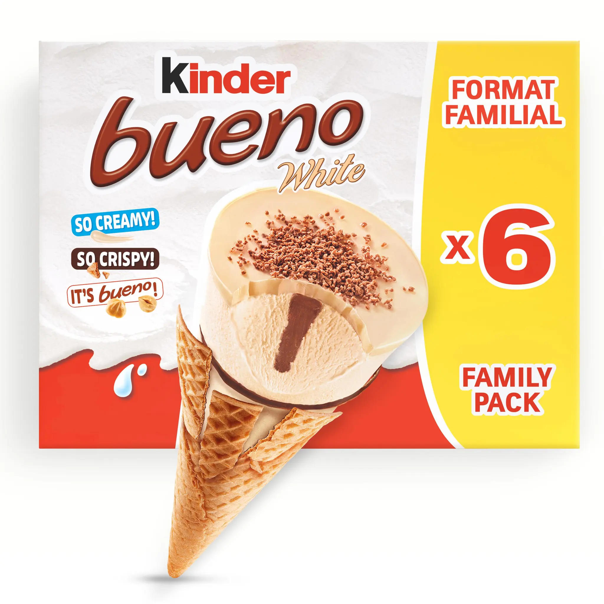 KINDER Bueno cônes glacés aux noisettes et chocolat blanc